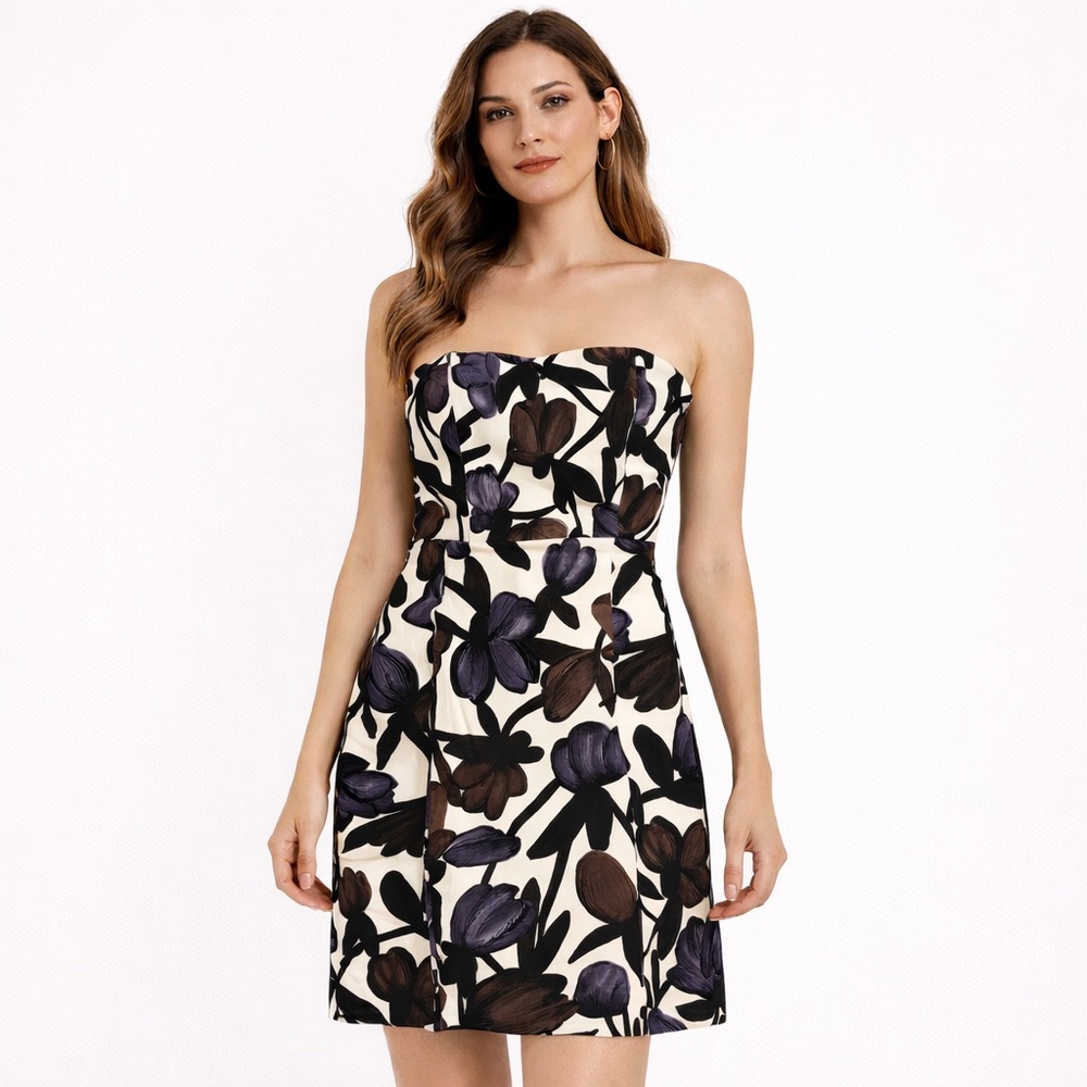 Banana Republic Women’s Strapless Floral Multicolor Mini Dress Size 6